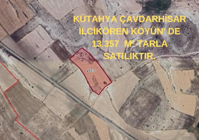 KÜTAHYA ÇAVDARHİSAR İLCİKÖREN KÖYÜN' DE 13.357 M² TARLA SATILIKTIR. - KÜTAHYA ÇAVDARHİSAR fotoğraf 6
